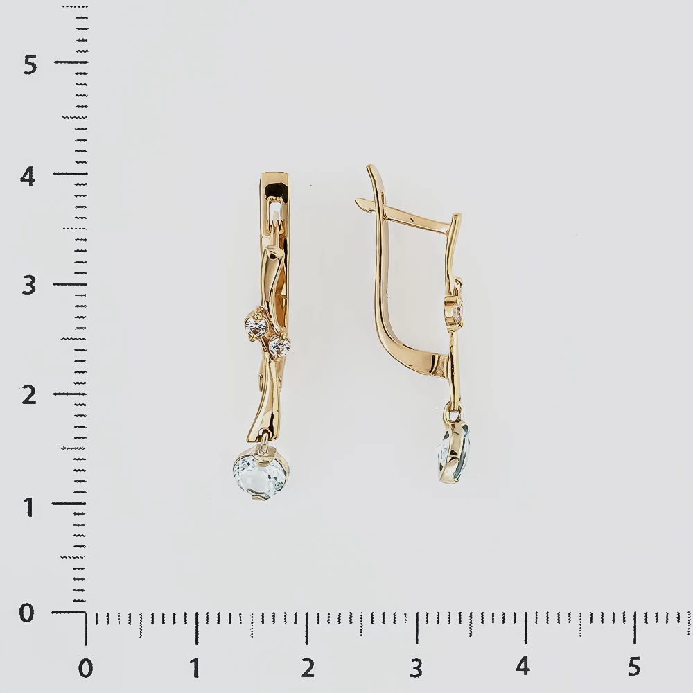 Серьги с топазом из красного золота 585 пробы