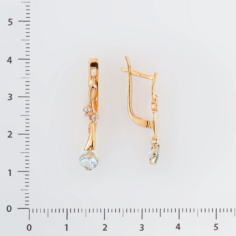 Серьги с топазом из красного золота 585 пробы 2