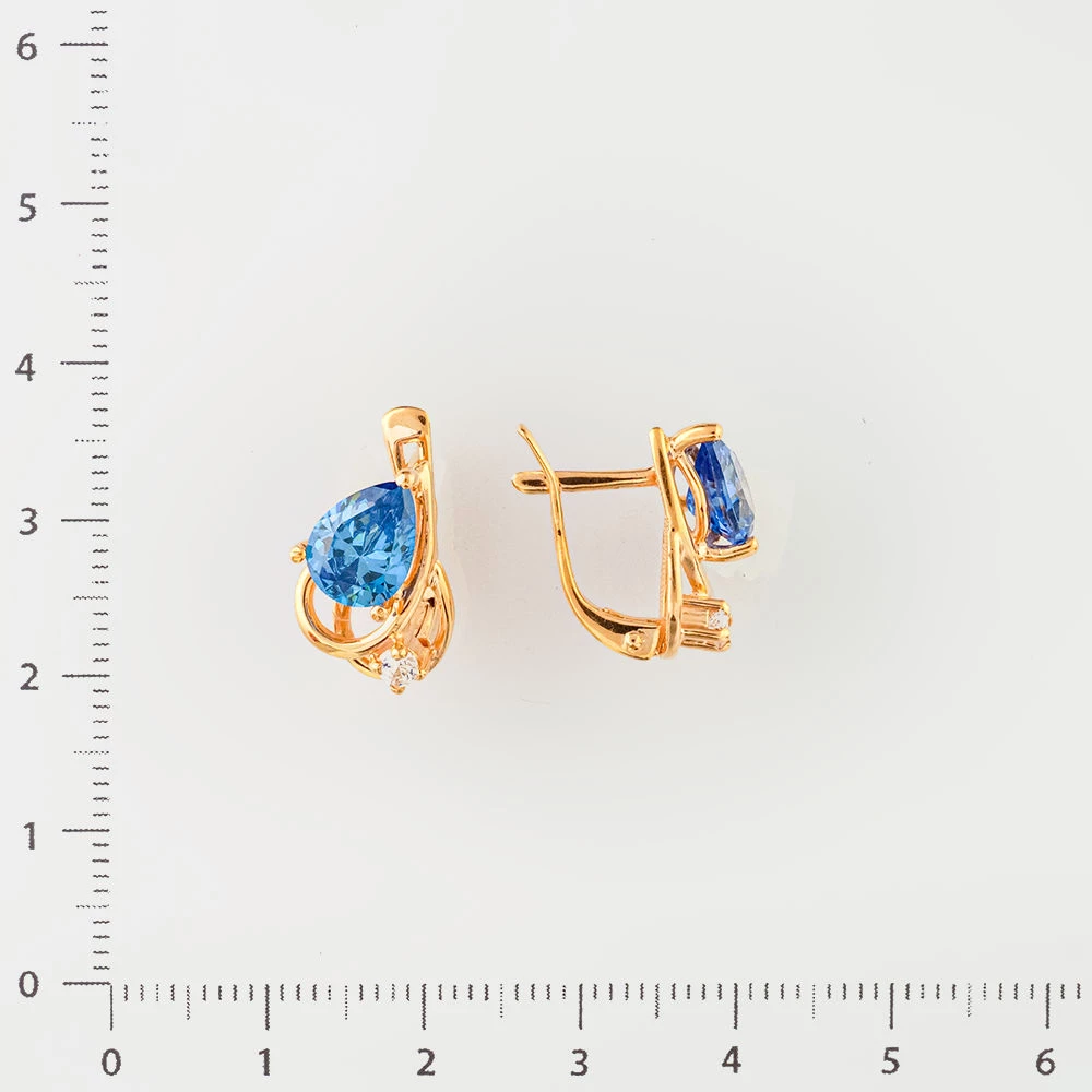 Серьги с ситаллом из красного золота 585 пробы