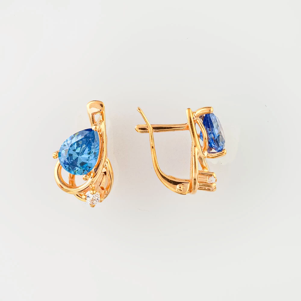 Серьги с ситаллом из красного золота 585 пробы