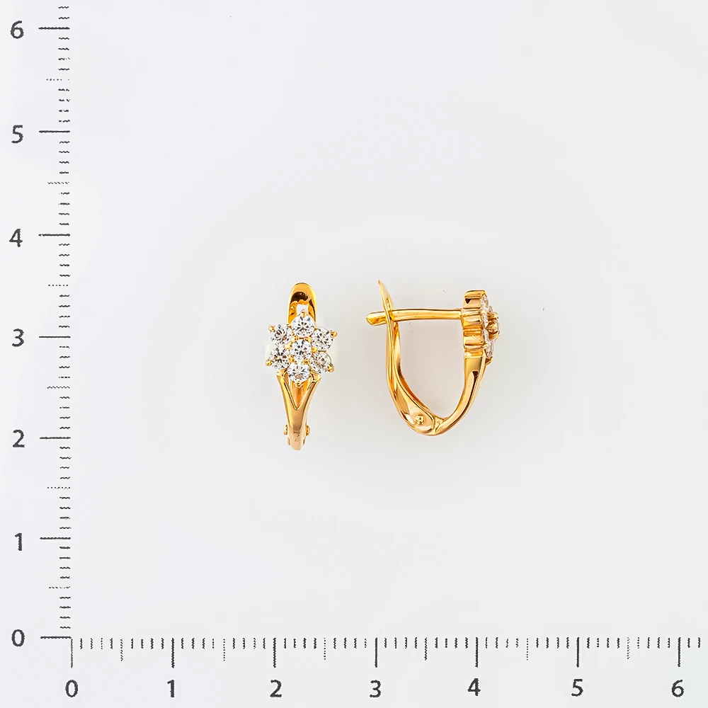 Серьги с фианитом из красного золота 585 пробы