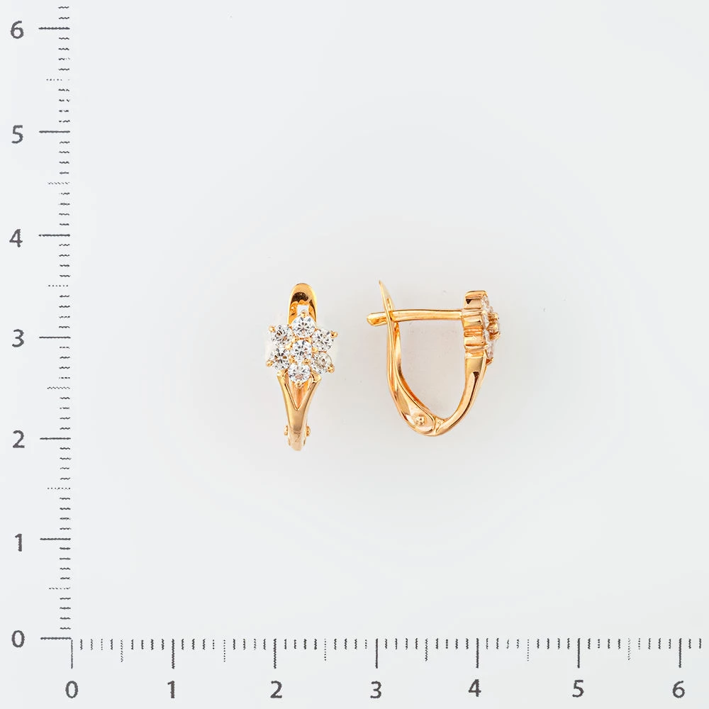 Серьги с фианитом из красного золота 585 пробы