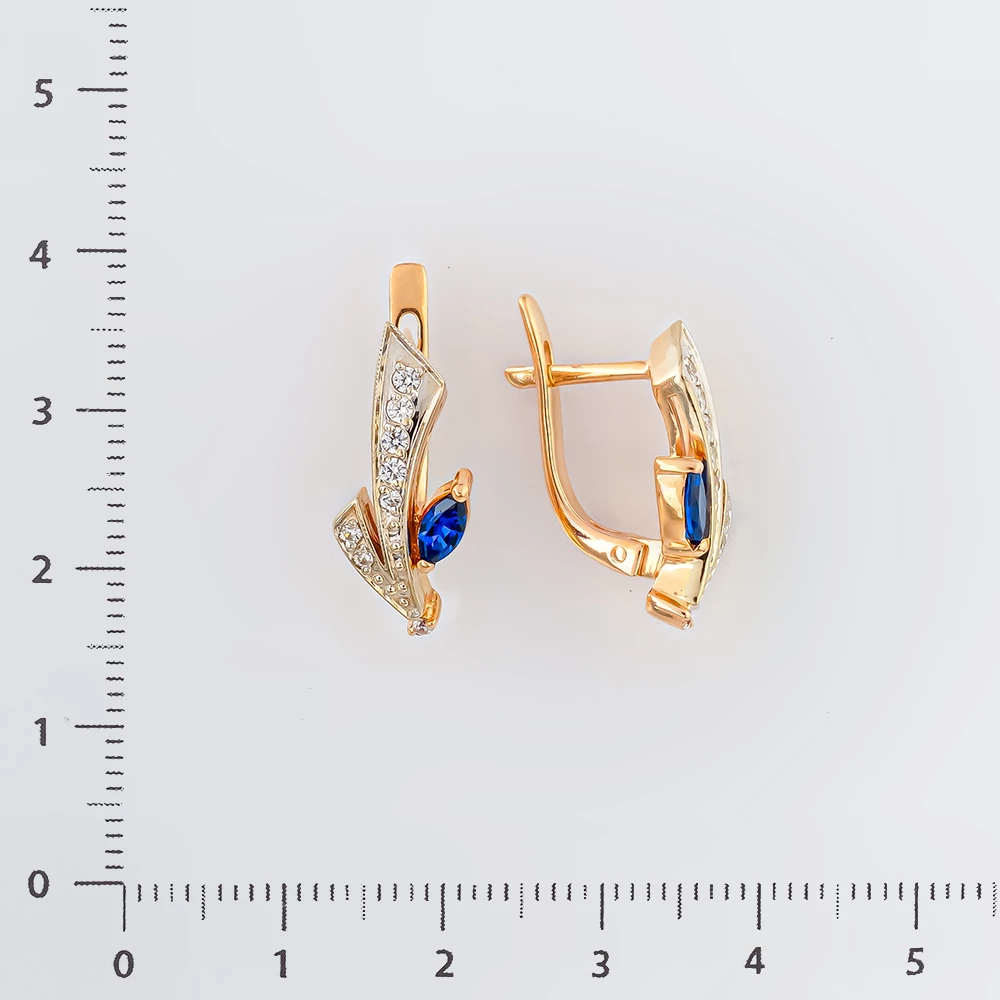 Серьги с ситаллом из красного золота 585 пробы