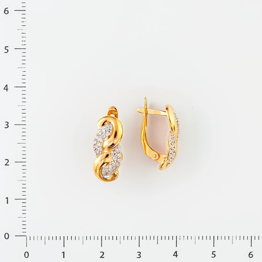 Серьги с фианитом из красного золота 585 пробы