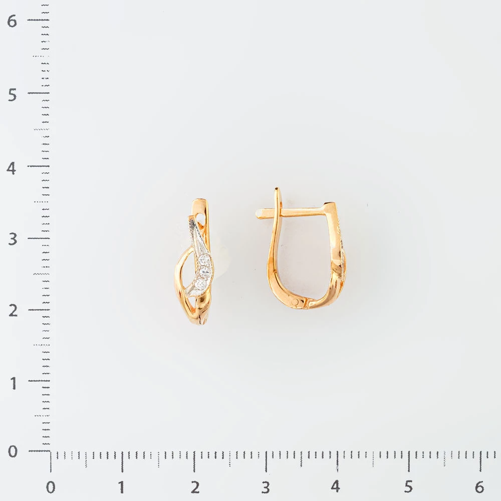 Серьги с фианитом из красного золота 585 пробы
