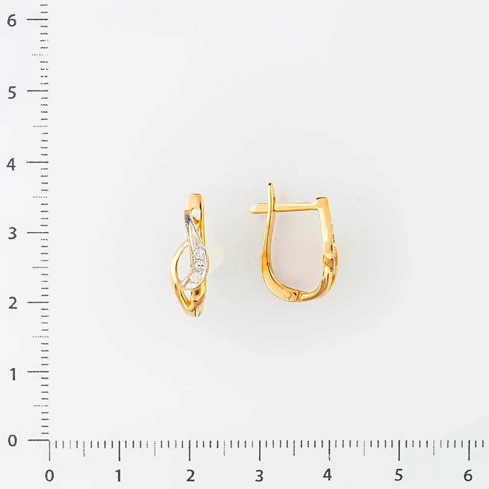 Серьги с фианитом из красного золота 585 пробы