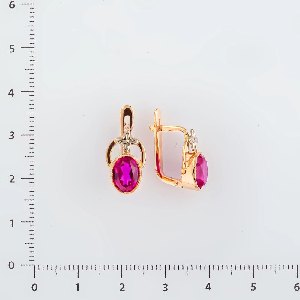Серьги с фианитом из красного золота 583 пробы