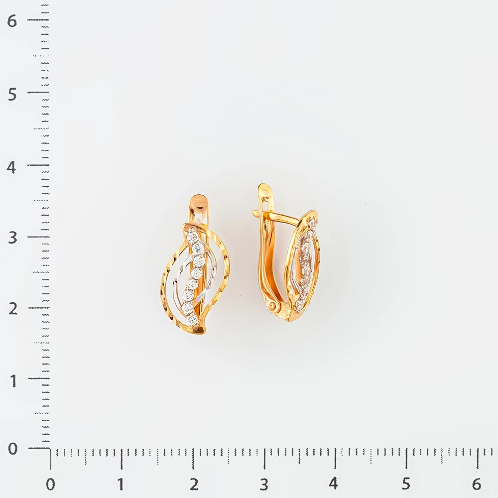 Серьги с фианитом из красного золота 585 пробы