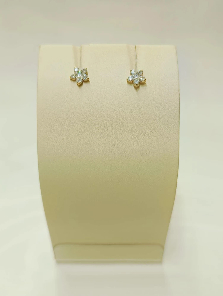 Серьги с фианитом из красного золота 585 пробы