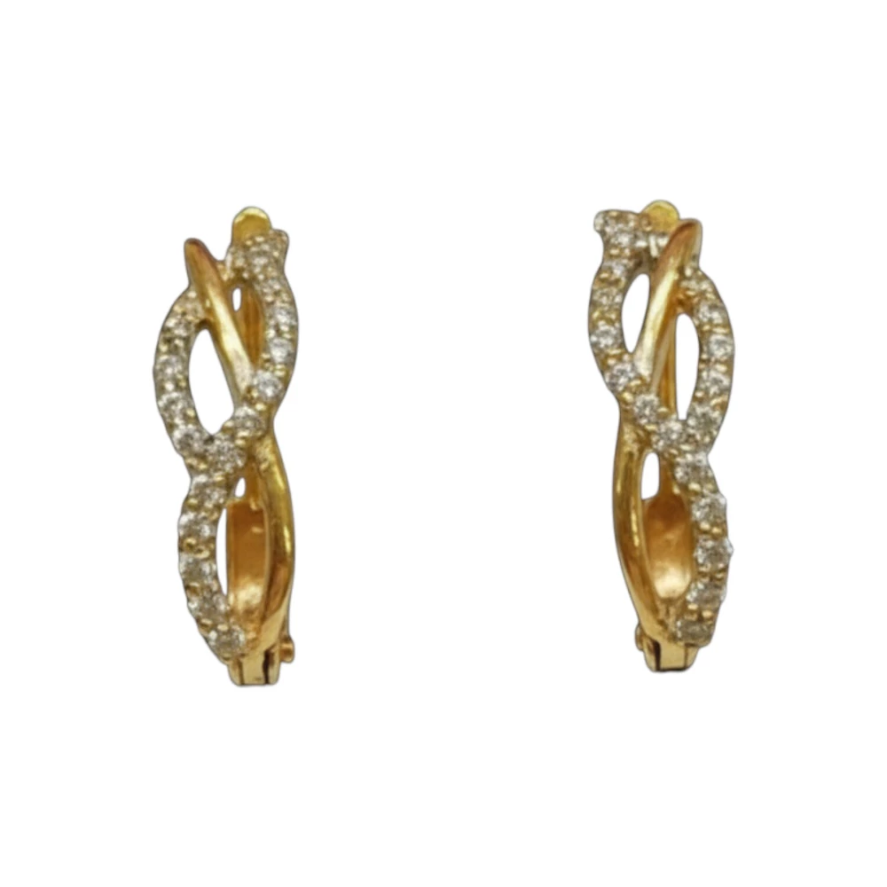 Серьги с фианитом из красного золота 585 пробы