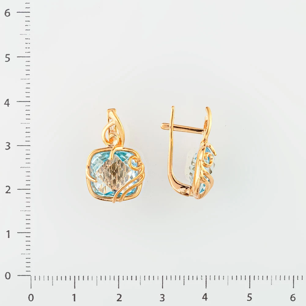 Серьги с топазом из красного золота 585 пробы