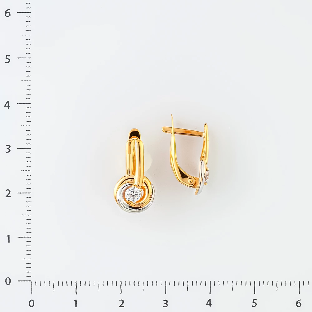 Серьги с фианитом из красного золота 585 пробы