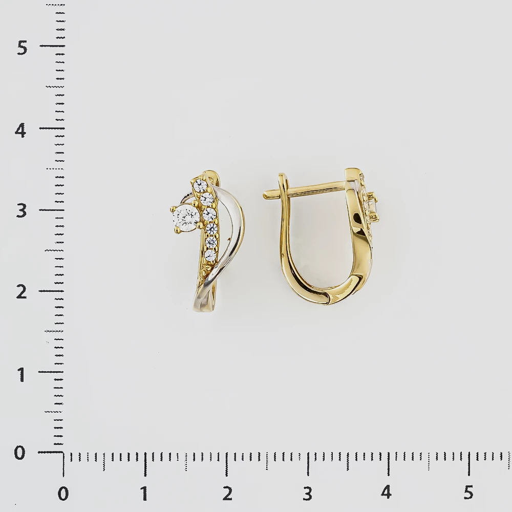 Серьги с фианитом из желтого золота 585 пробы