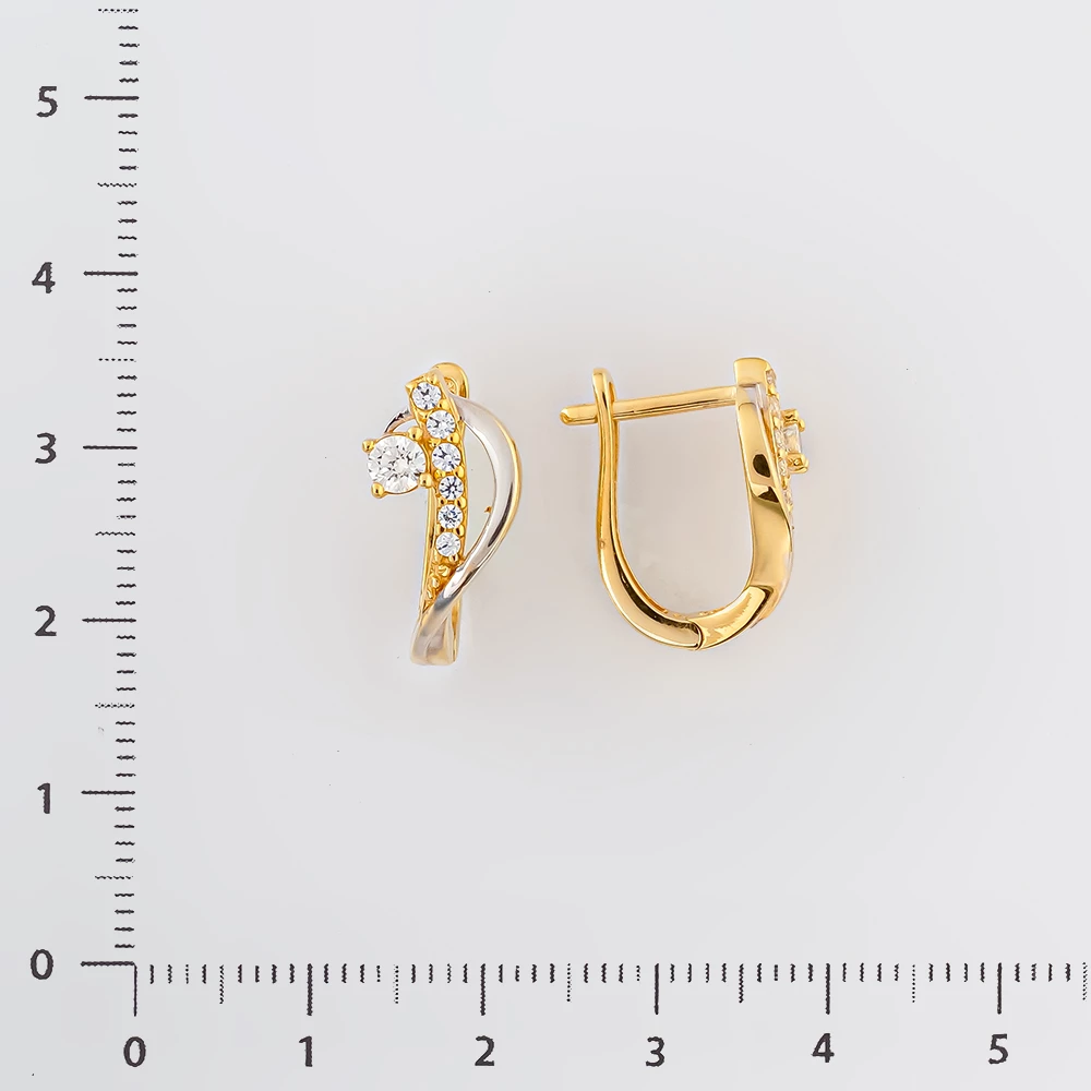 Серьги с фианитом из желтого золота 585 пробы