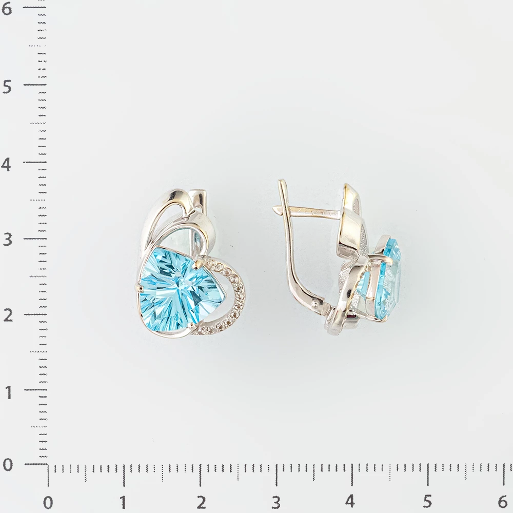 Серьги с топазом из белого золота 585 пробы