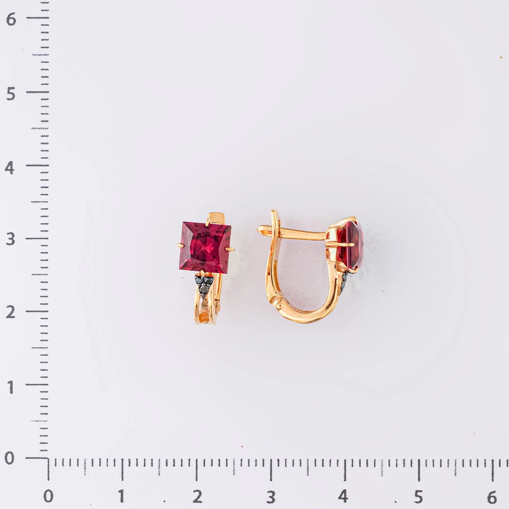 Серьги с гранатом из красного золота 585 пробы