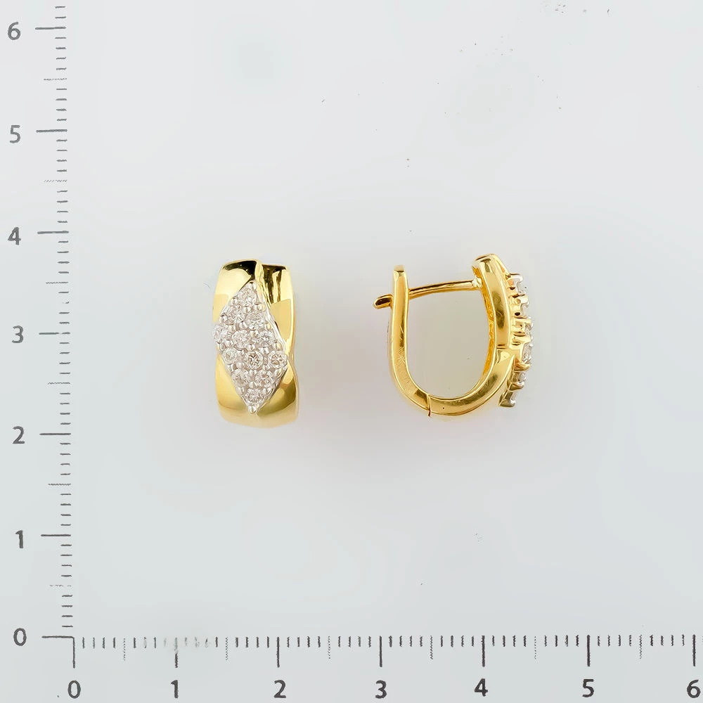 Серьги с бриллиантом из желтого золота 585 пробы