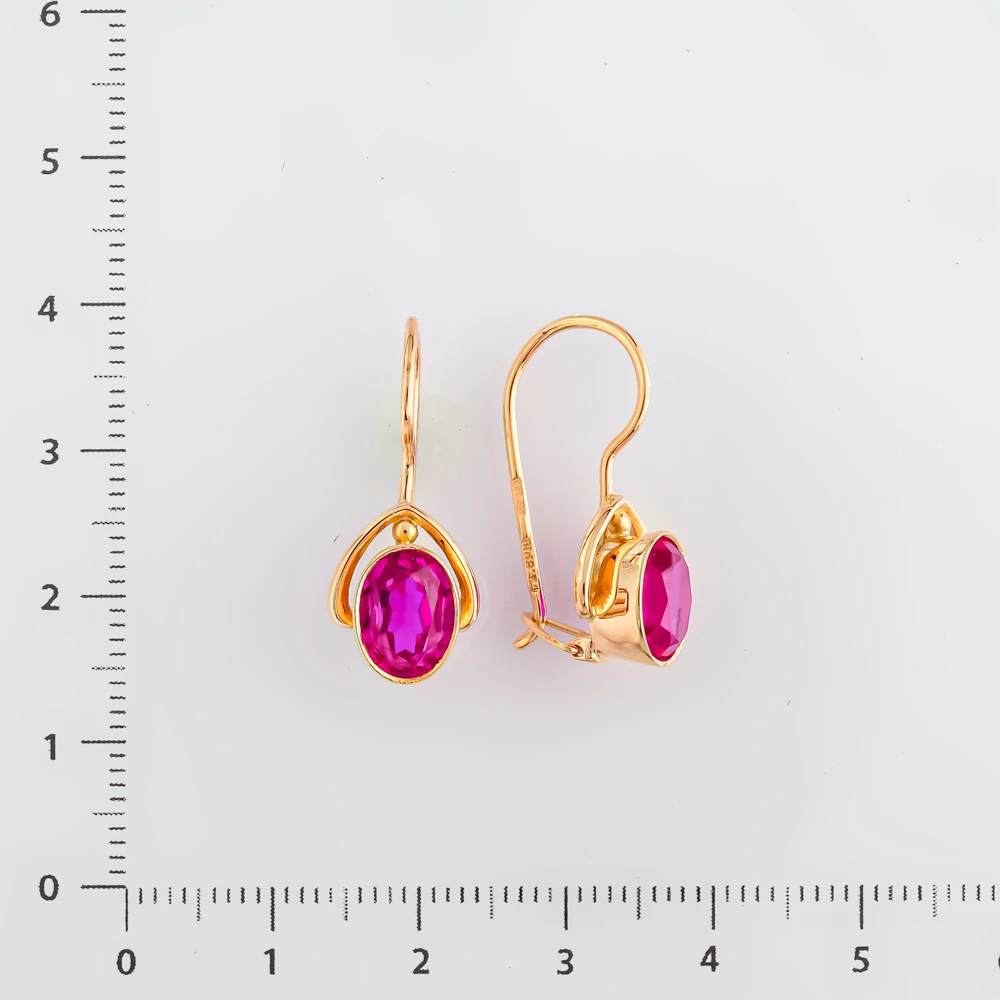 Серьги с рубином синтетическим из красного золота 583 пробы