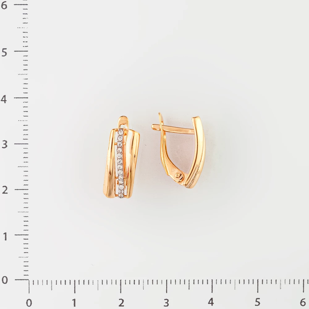 Серьги с фианитом из красного золота 585 пробы