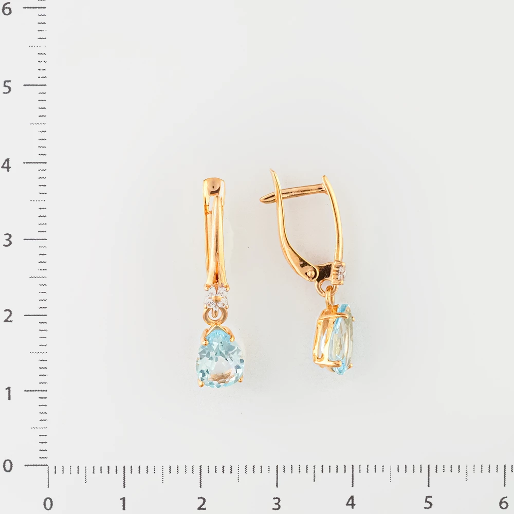 Серьги с топазом из красного золота 585 пробы