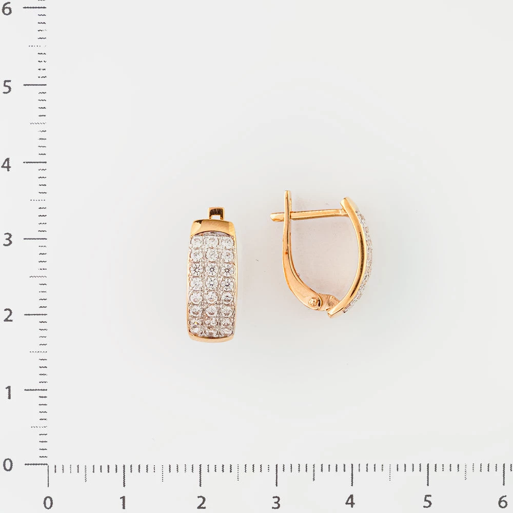 Серьги с фианитом из красного золота 585 пробы