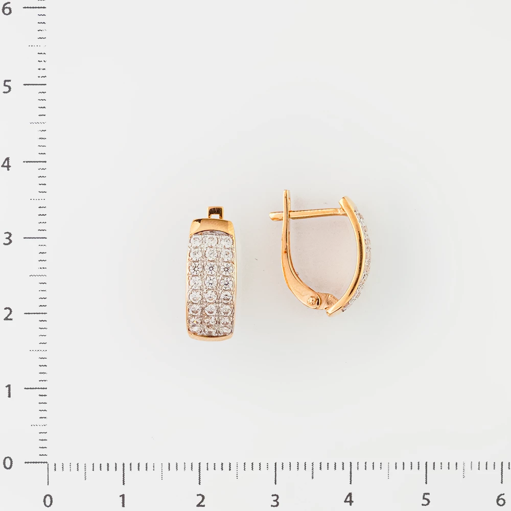 Серьги с фианитом из красного золота 585 пробы