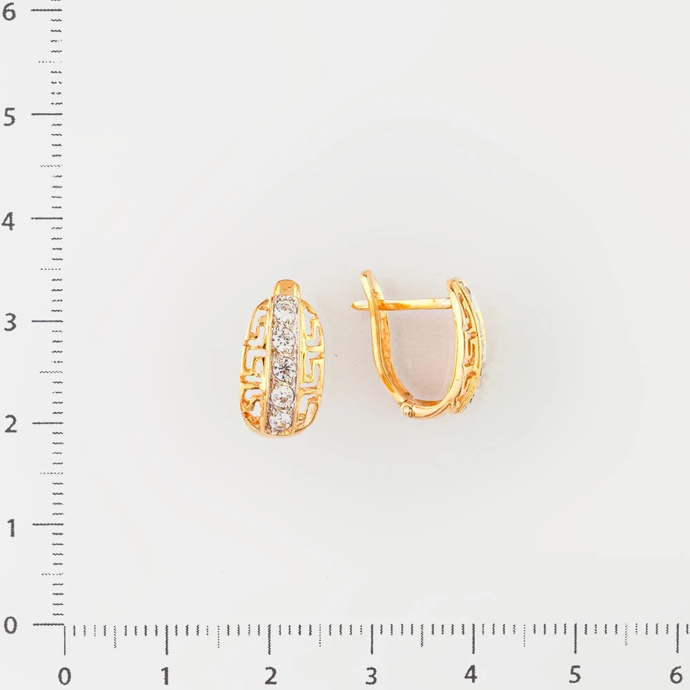 Серьги с фианитом из красного золота 585 пробы