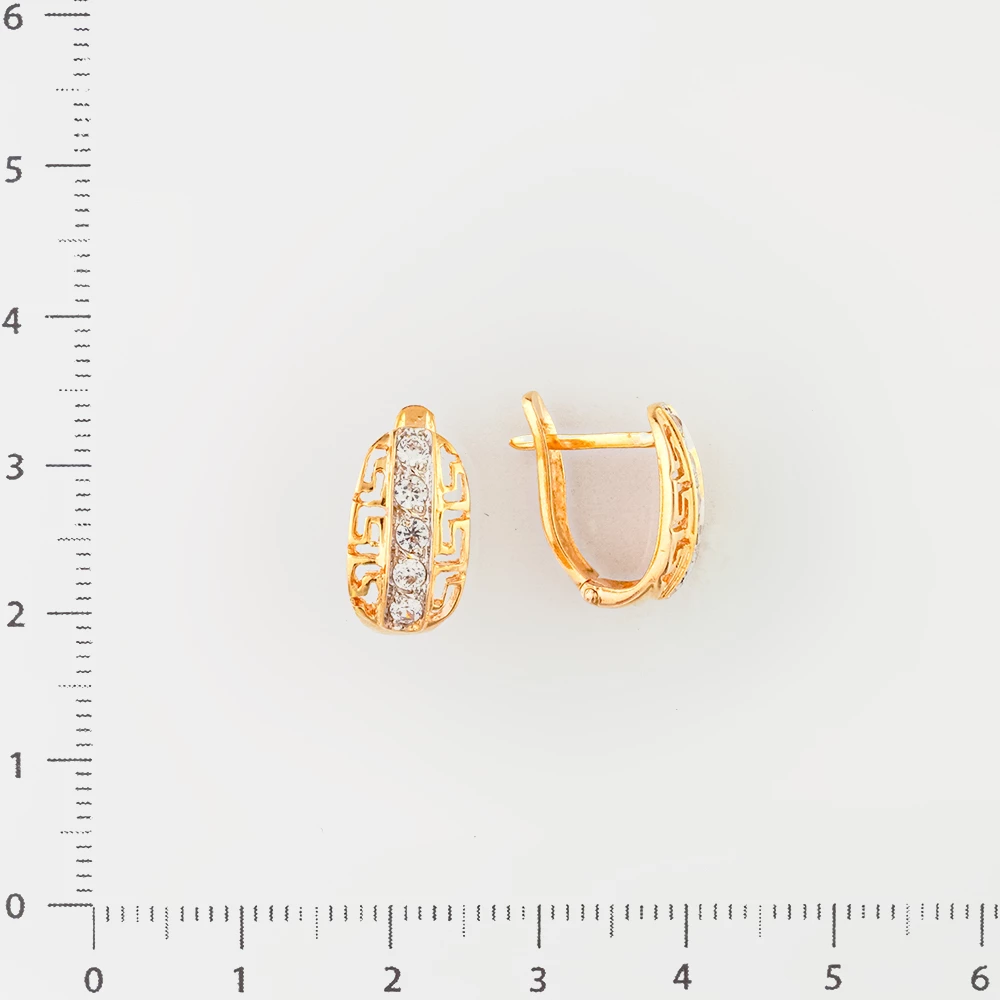 Серьги с фианитом из красного золота 585 пробы