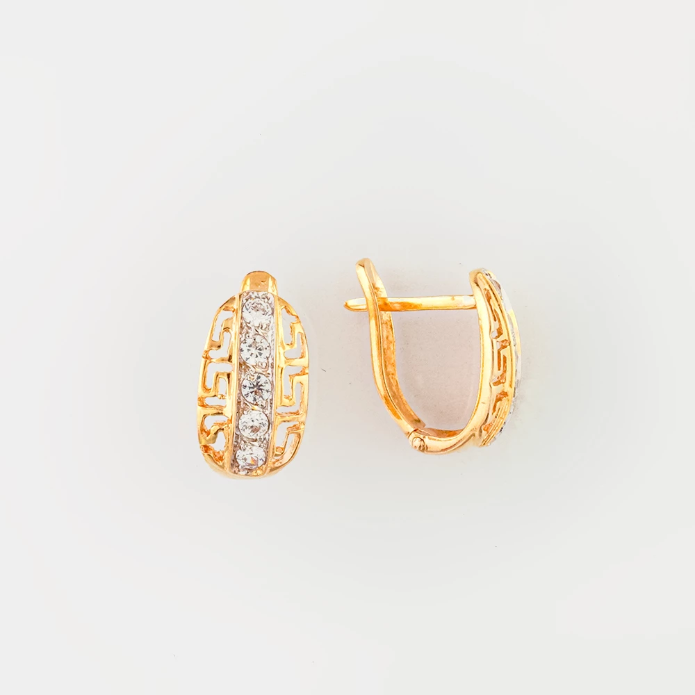 Серьги с фианитом из красного золота 585 пробы