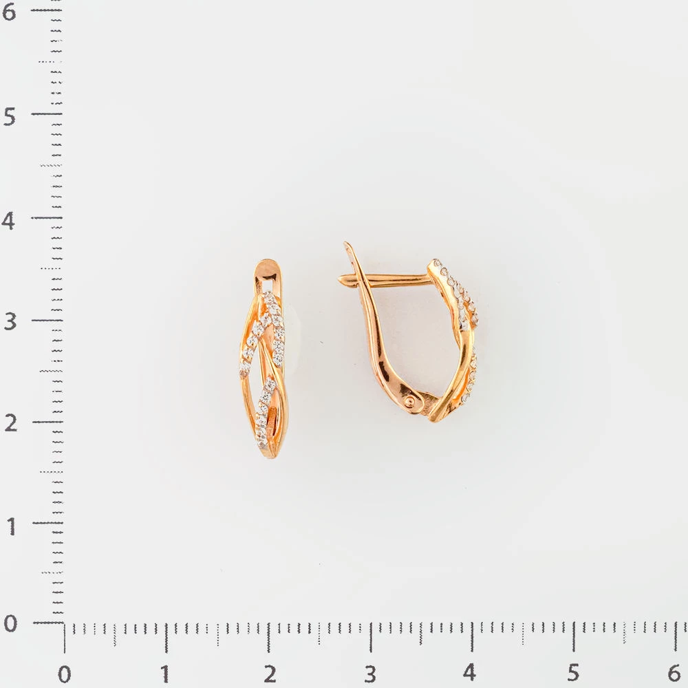 Серьги с фианитом из красного золота 585 пробы