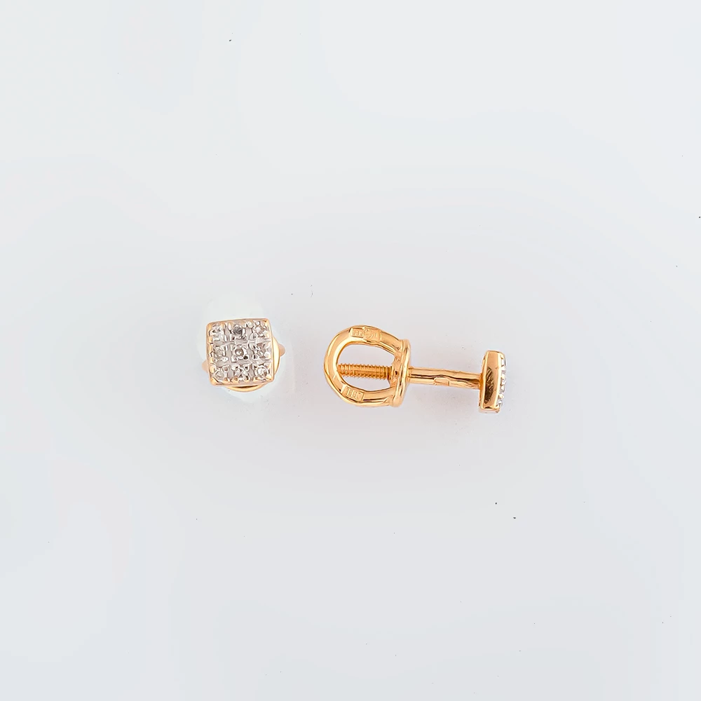 Серьги с бриллиантом из красного золота 585 пробы