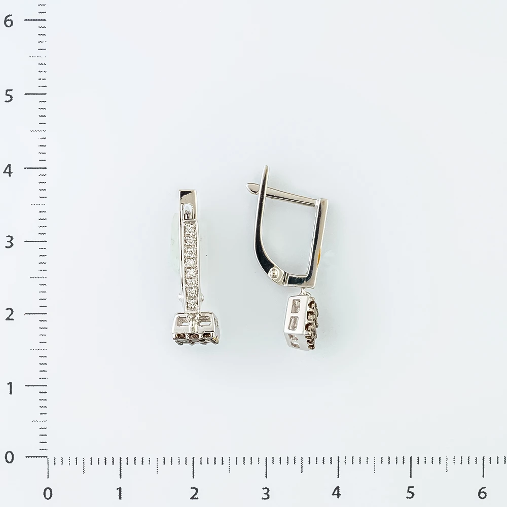 Серьги с бриллиантом из белого золота 585 пробы