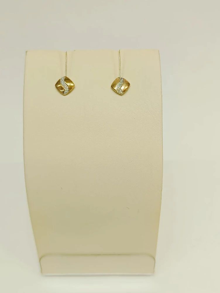 Серьги с фианитом из красного золота 585 пробы