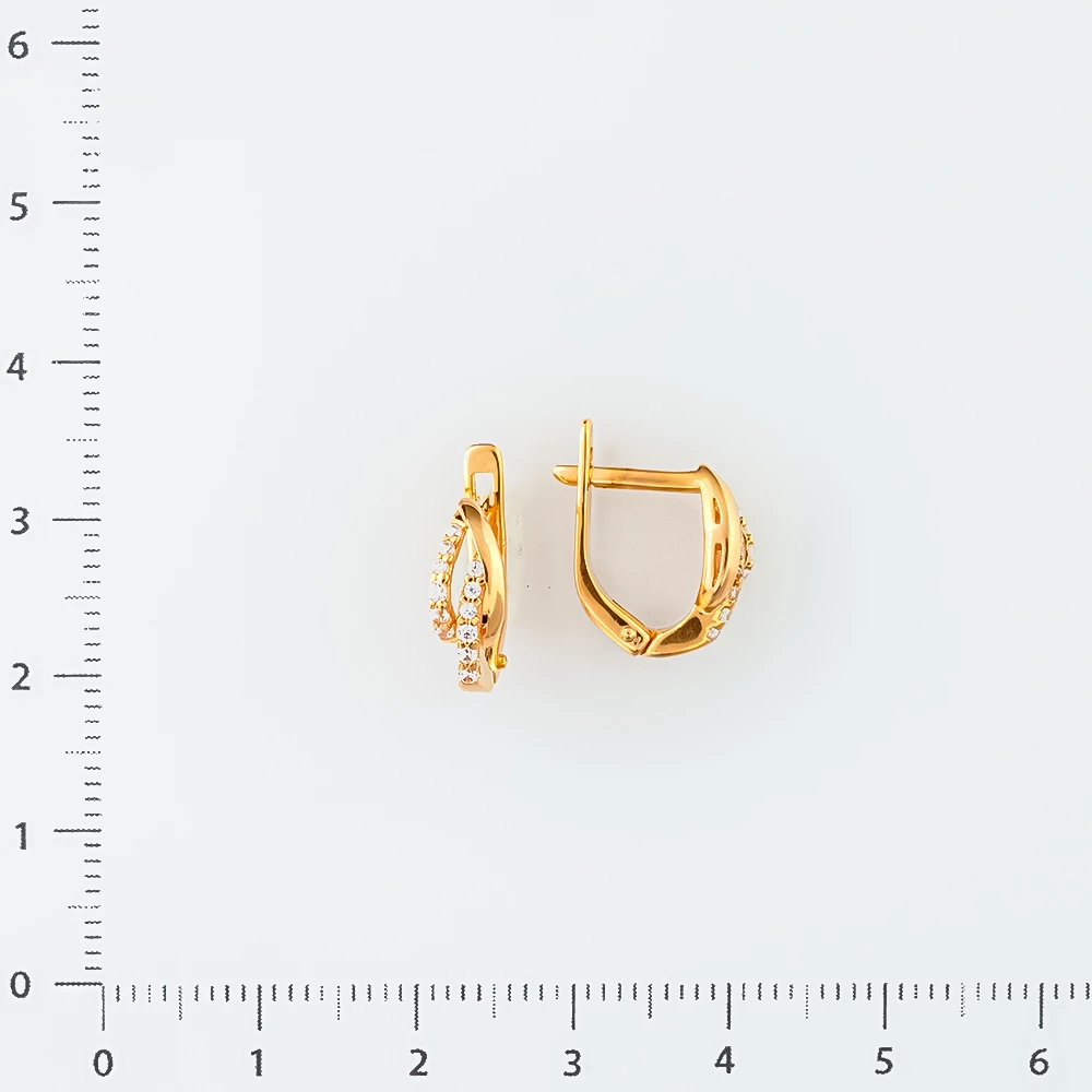 Серьги с фианитом из красного золота 585 пробы
