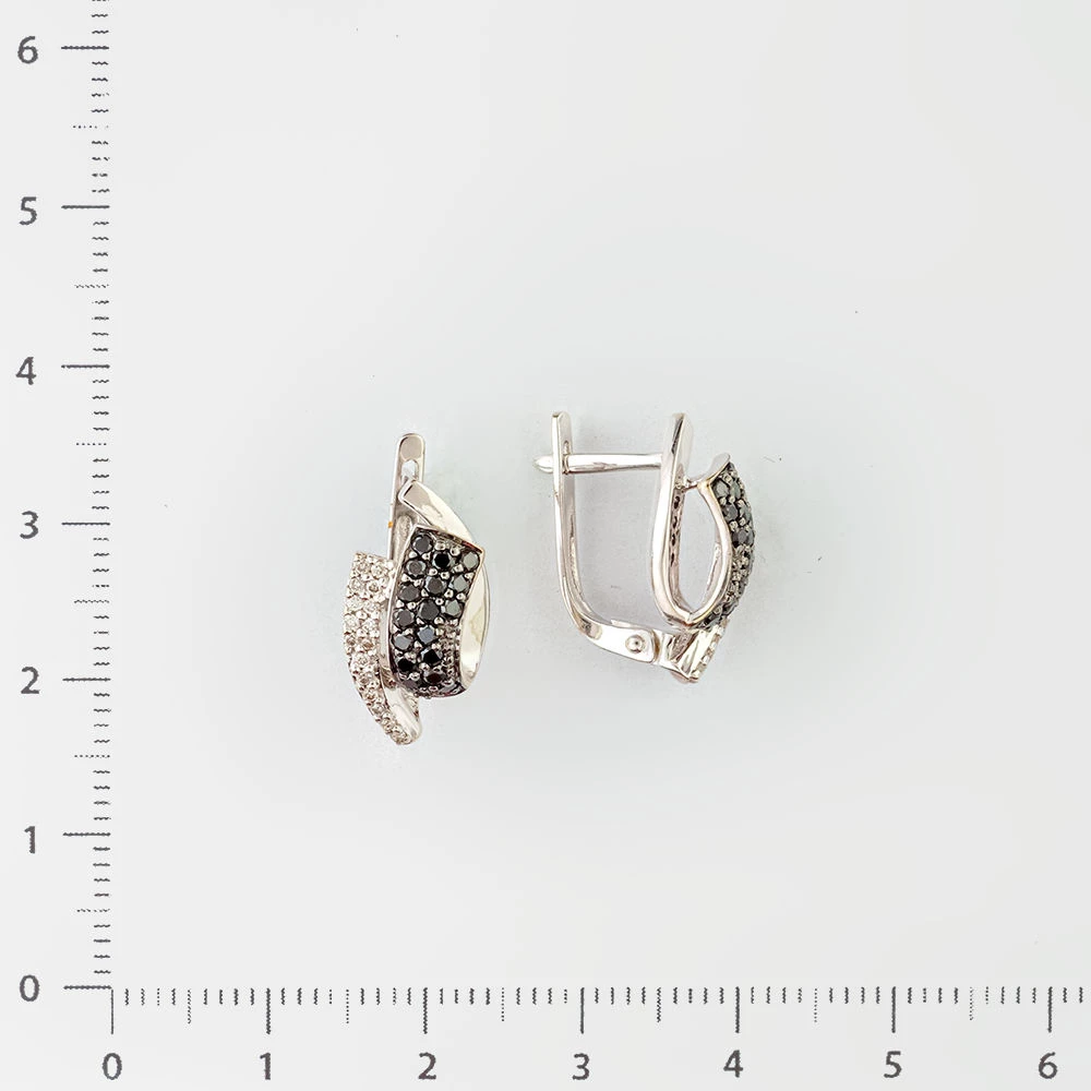 Серьги с бриллиантом из белого золота 585 пробы