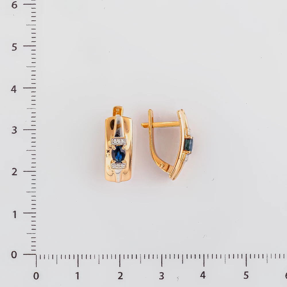 Серьги с сапфиром из красного золота 585 пробы