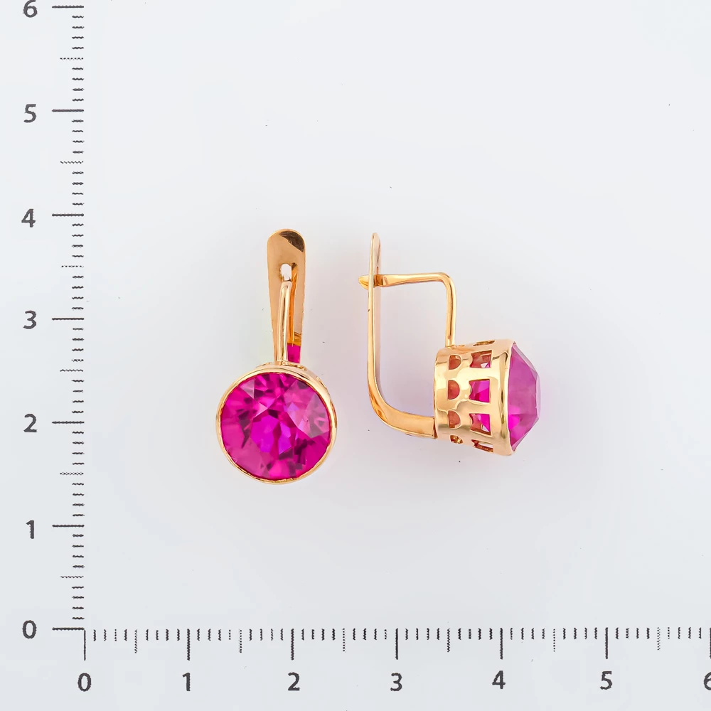 Серьги с фианитом из красного золота 583 пробы