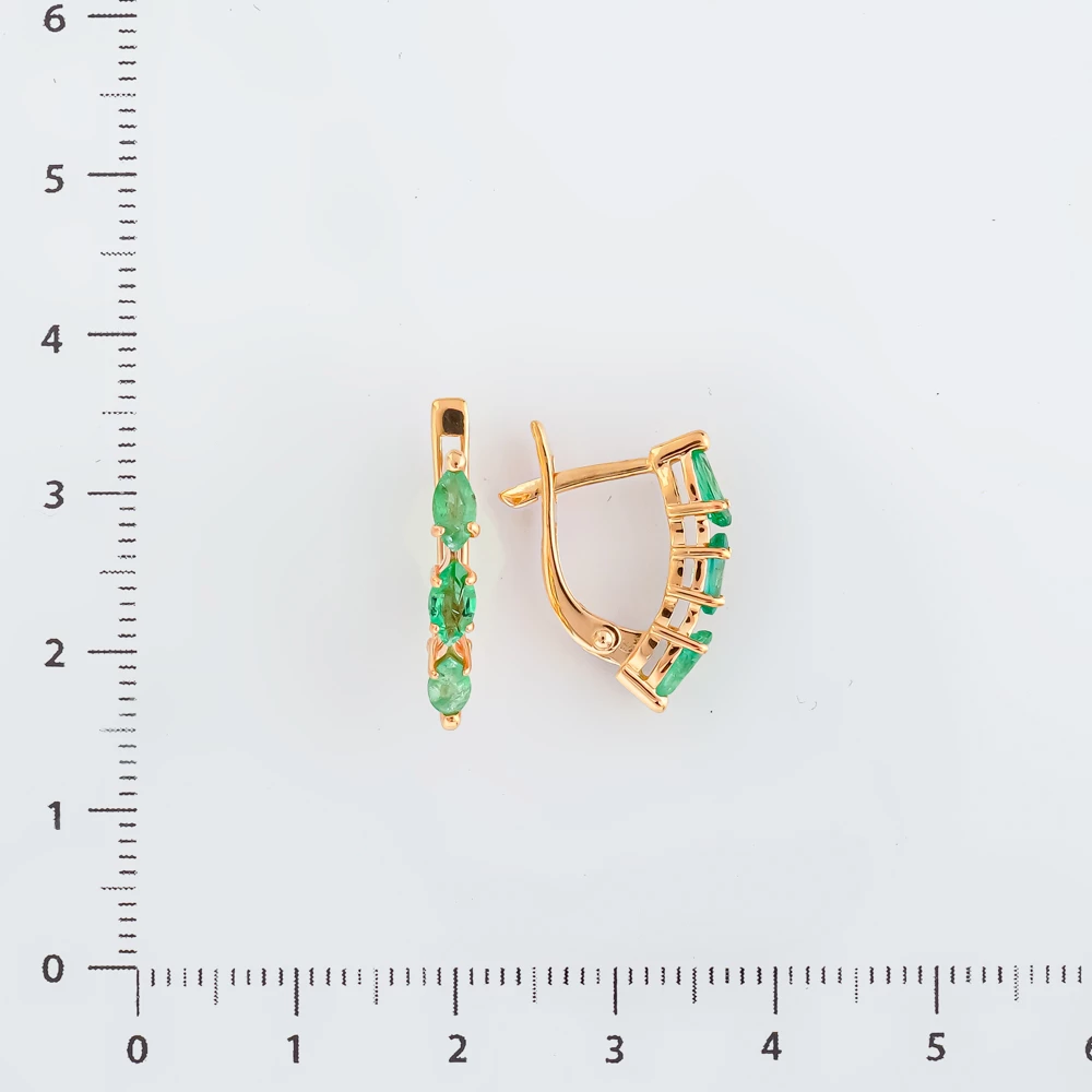 Серьги с изумрудом из красного золота 585 пробы