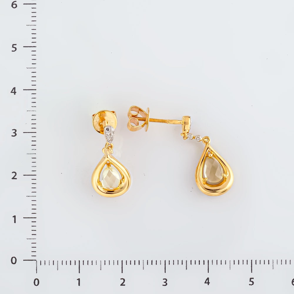 Серьги с ситаллом из желтого золота 585 пробы