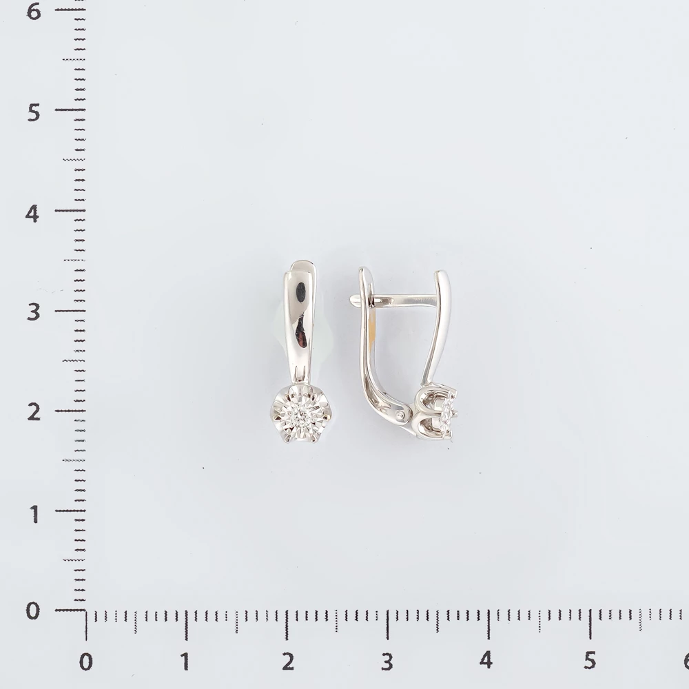 Серьги с бриллиантом из белого золота 585 пробы