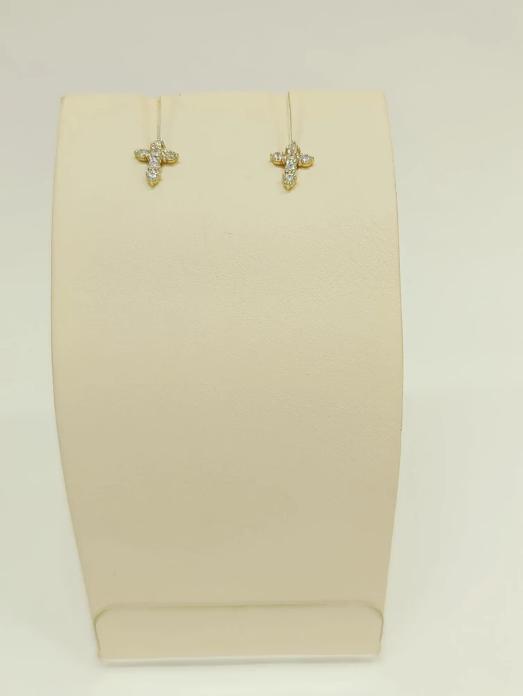 Серьги с фианитом из красного золота 585 пробы