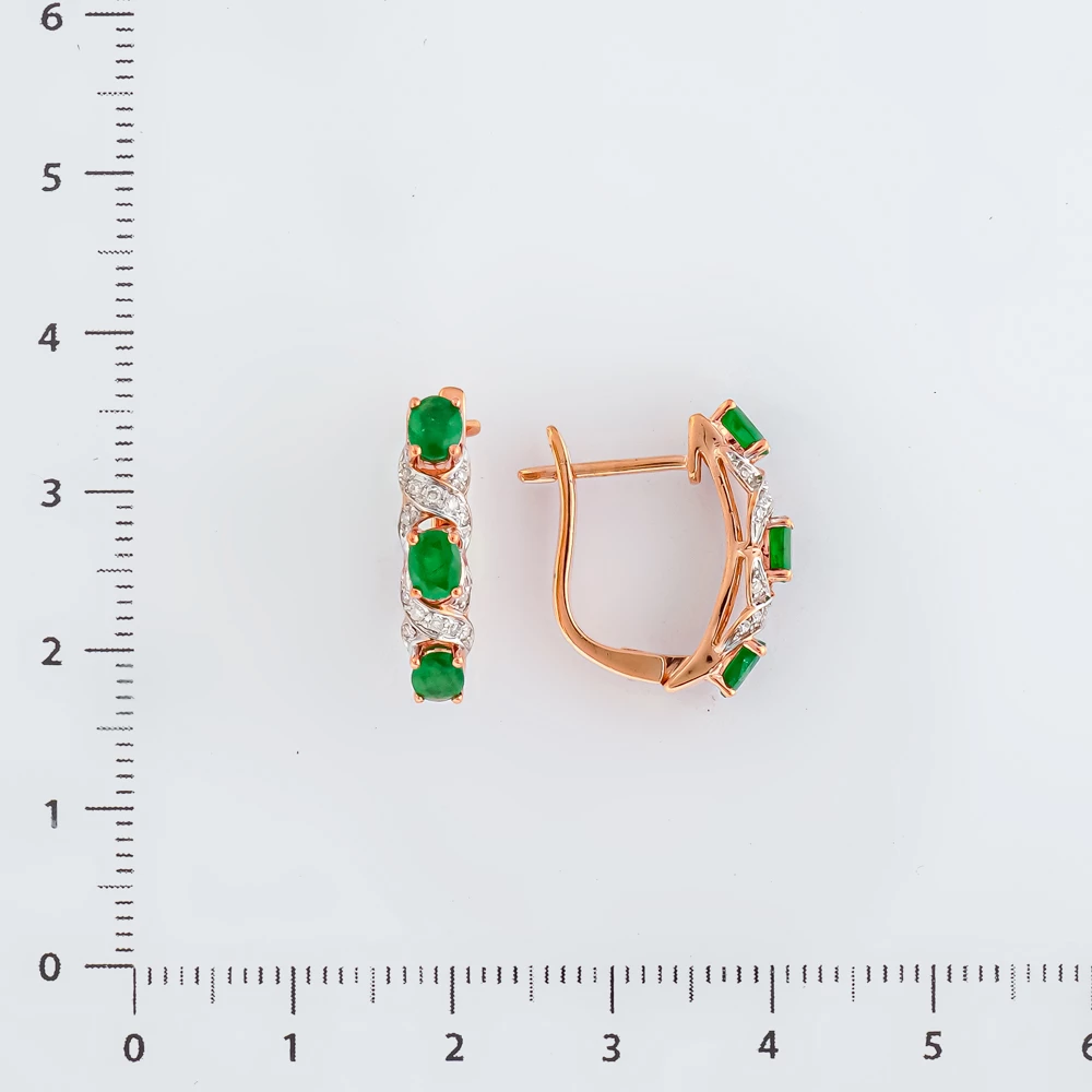 Серьги с изумрудом из красного золота 375 пробы