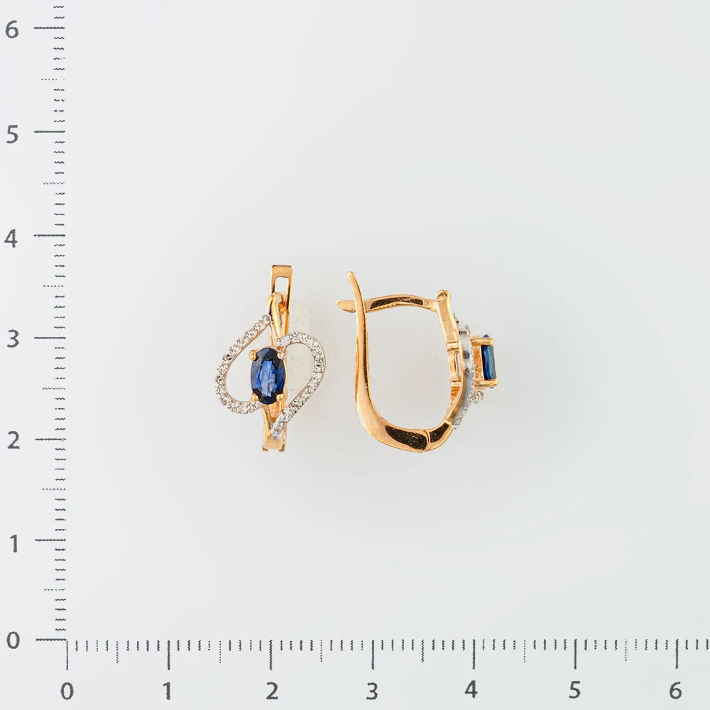 Серьги с сапфиром из красного золота 585 пробы