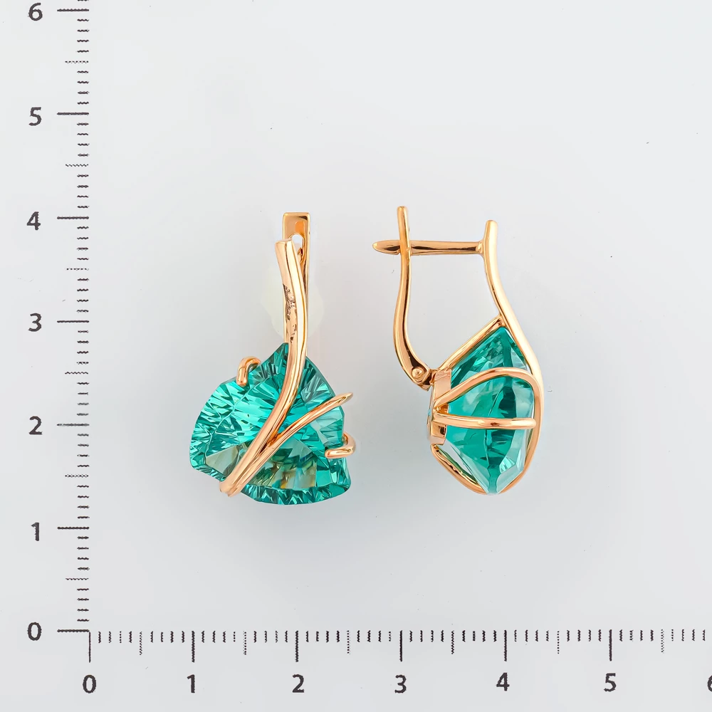 Серьги с ситаллом из красного золота 585 пробы