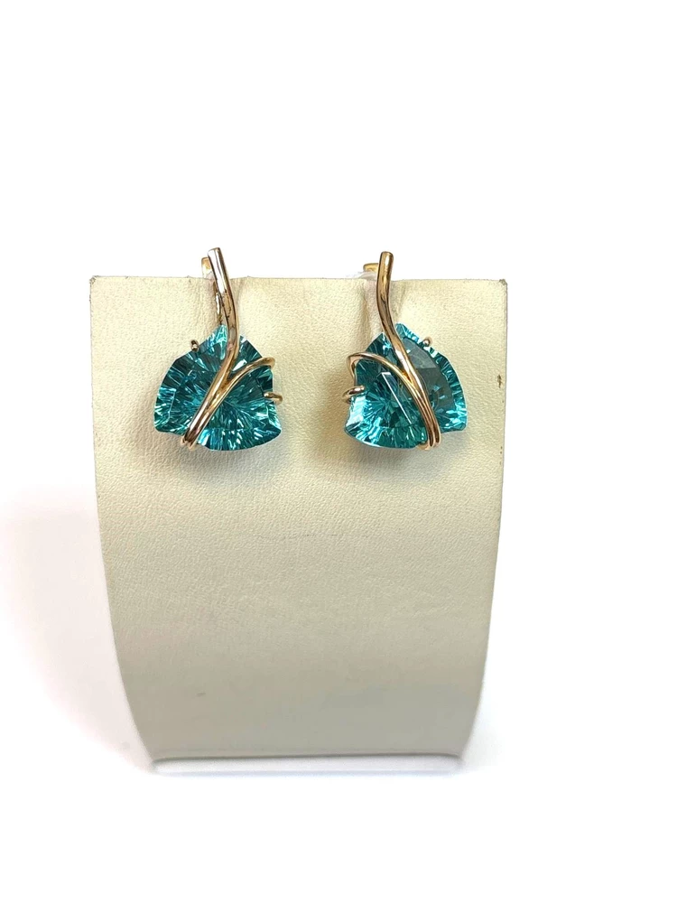 Серьги с ситаллом из красного золота 585 пробы