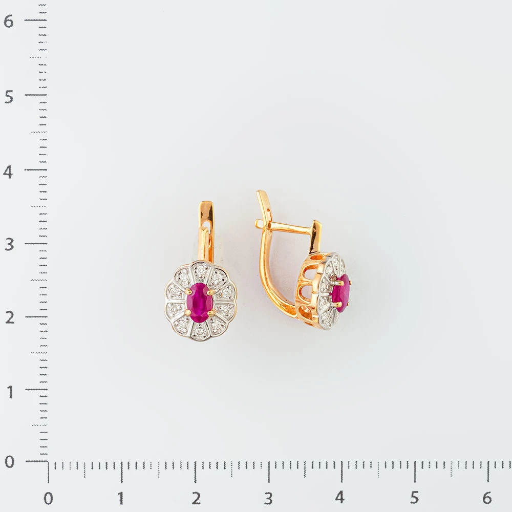 Серьги с рубином из красного золота 585 пробы