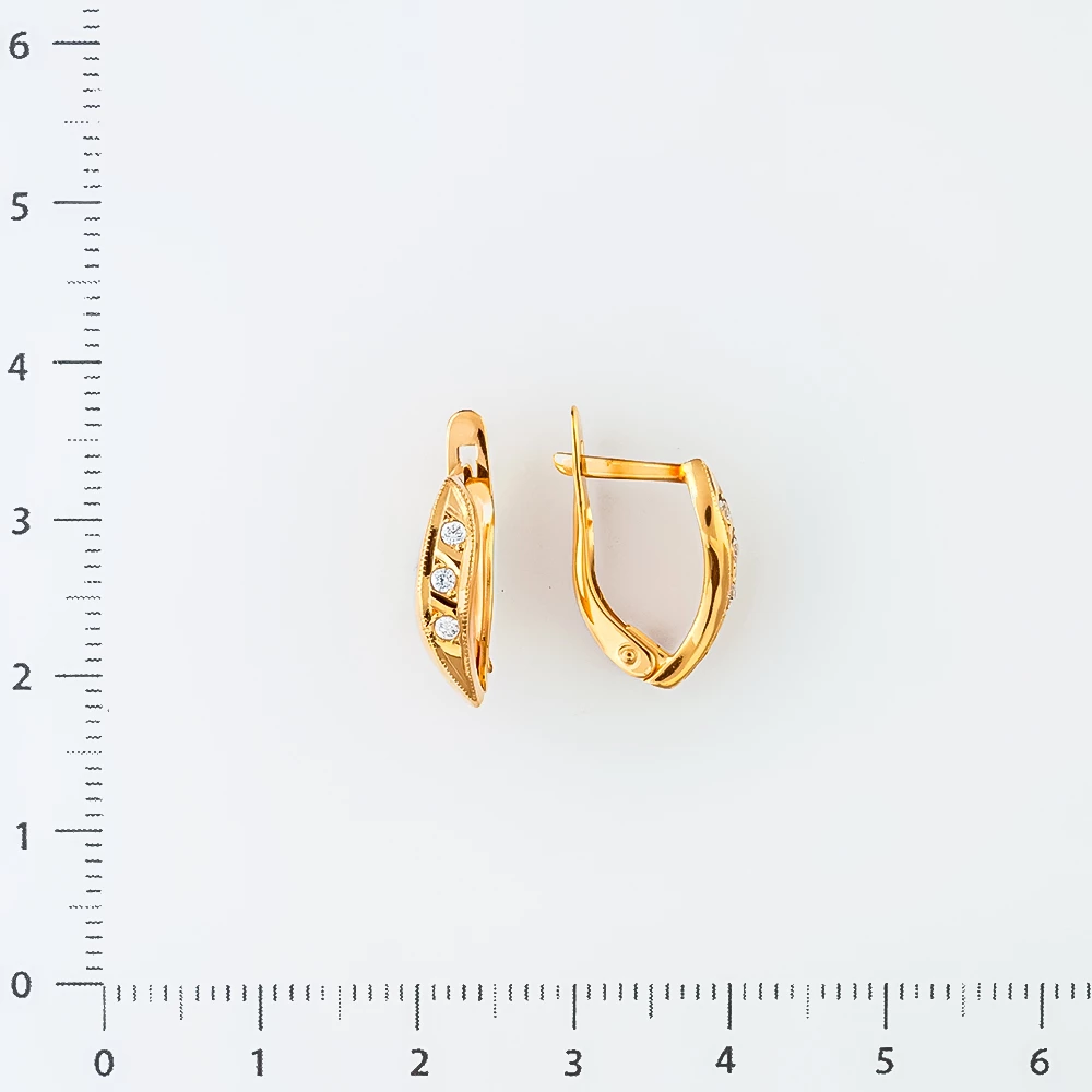 Серьги с фианитом из красного золота 585 пробы