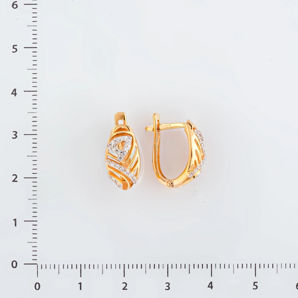 Серьги с фианитом из красного золота 585 пробы