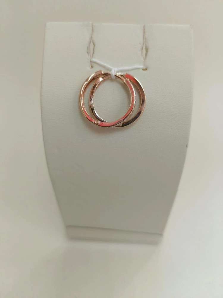 Серьги конго с фианитом из красного золота 585 пробы