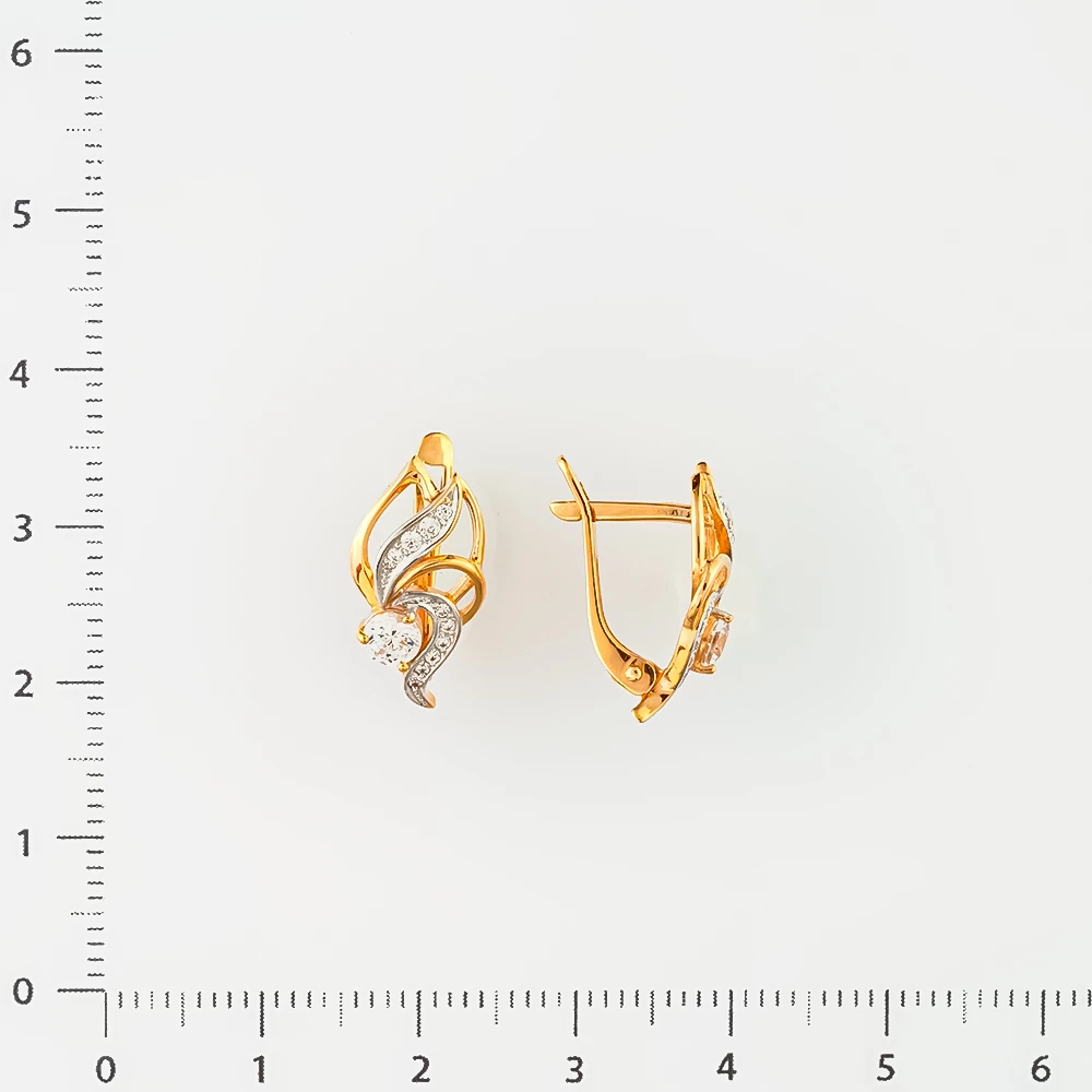 Серьги с фианитом из красного золота 585 пробы